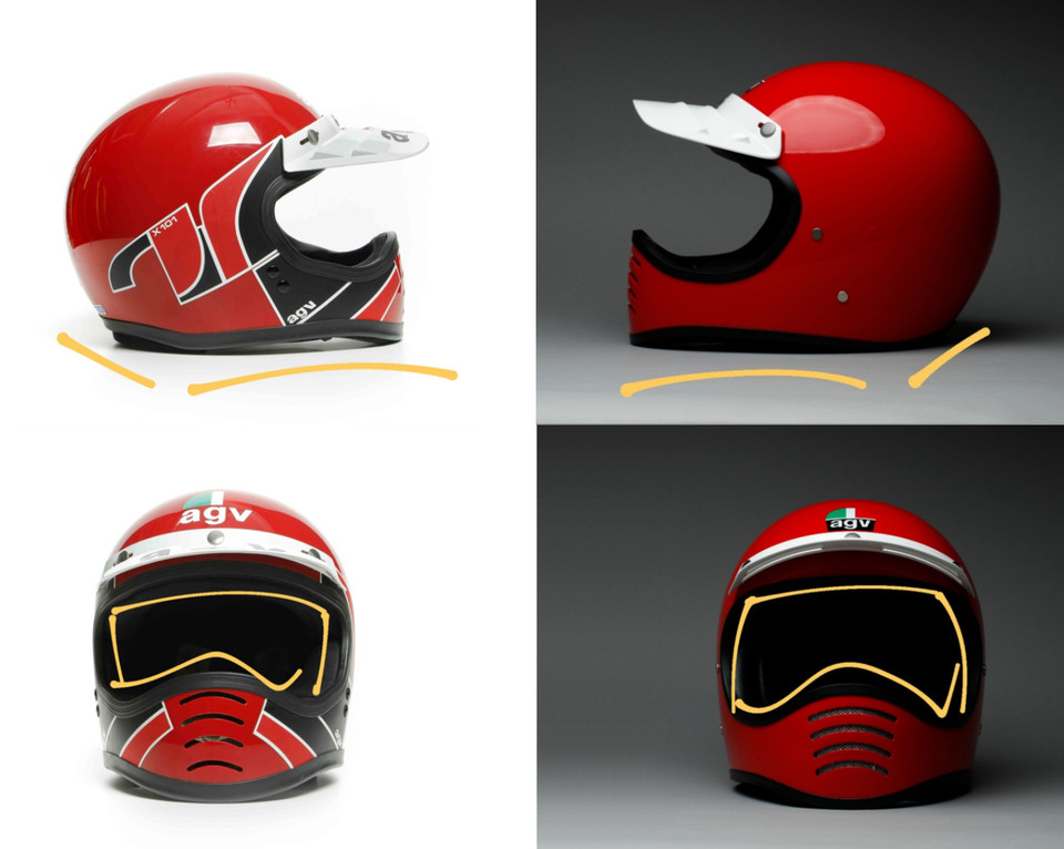 Comparaciones casco del original al nuevo